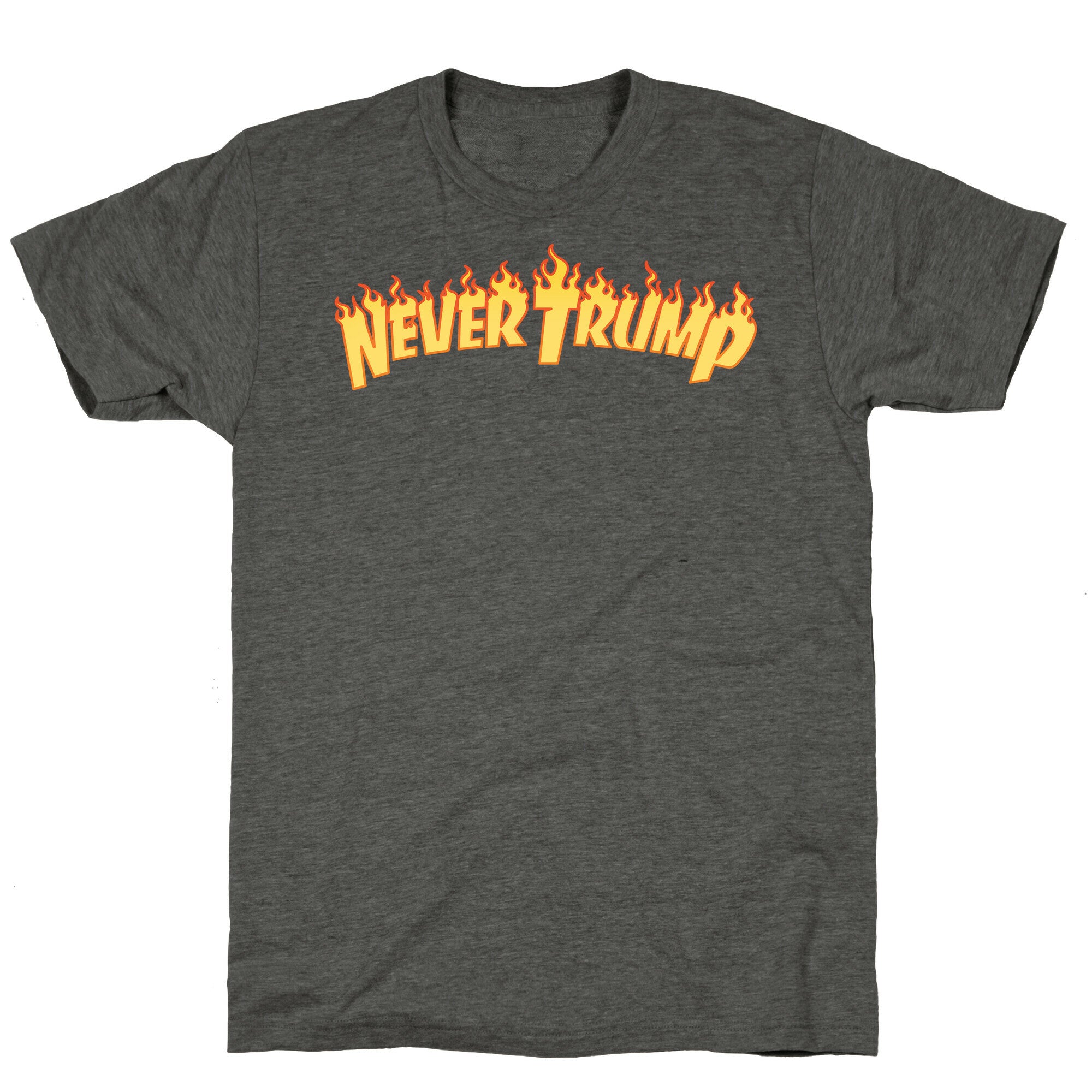 Never Trump Thrasher Logo Parody White Print Unisex Triblend Tee